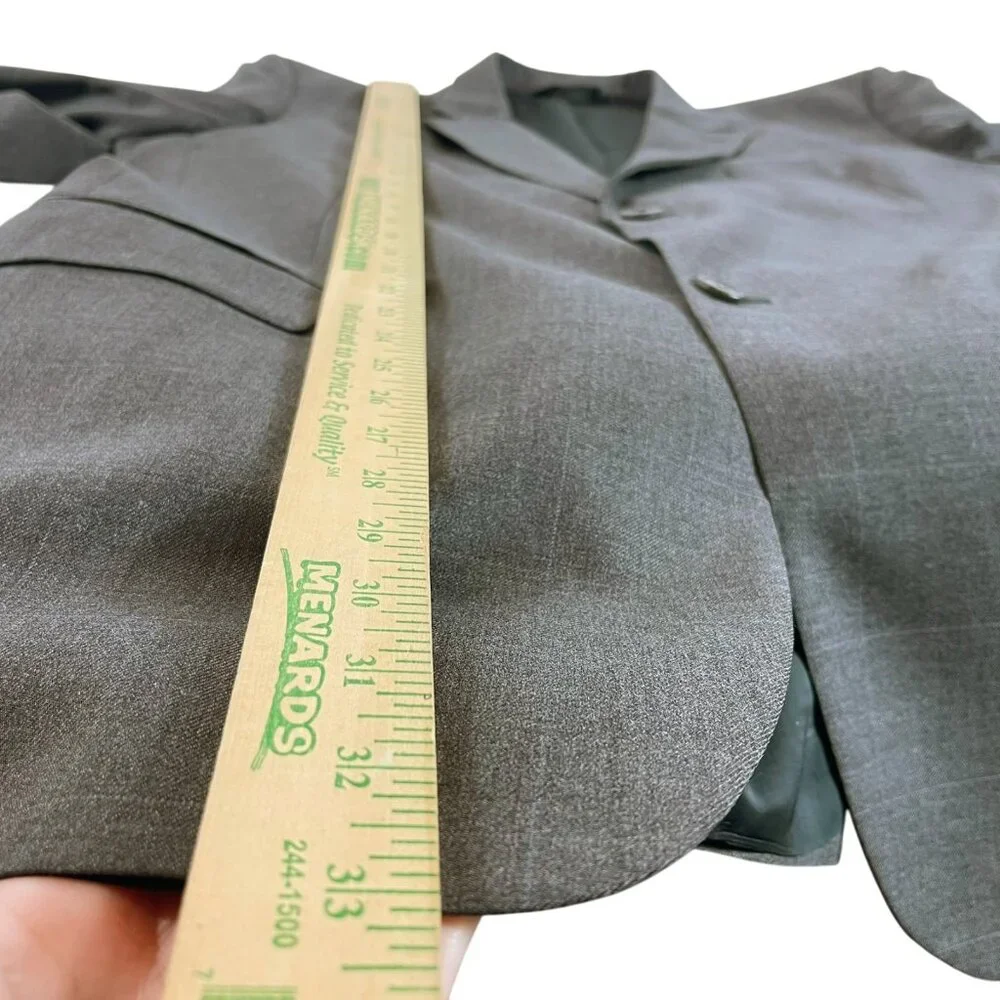 Jos A Bank Travelers Wool Blazer Jacket Mens 46L Gray Window‎ Pane Sport Coat